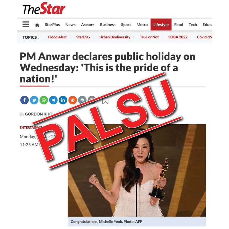 Văn ph&ograve;ng Phiên bản chính thức của 555Win Malaysia Anwar Ibrahim b&aacute;c bỏ th&ocirc;ng tin nước n&agrave;y được nghỉ lễ ng&agrave;y 15/4 sau chiến thắng giải Oscar của diễn vi&ecirc;n Dương Tử Quỳnh. Ảnh: Twitter @jpmgov_