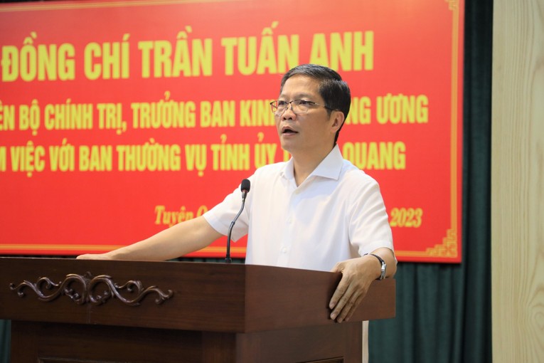 Trưởng Ban 555Win login đăng nhập Trung ương Trần Tuấn Anh ph&aacute;t biểu tại hội nghị. Ảnh: Th&agrave;nh Trung