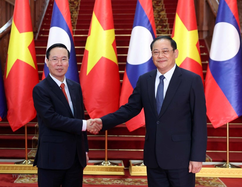 Chủ tịch nước V&otilde; Văn Thưởng đ&atilde; hội kiến Phiên bản chính thức của 555Win Ch&iacute;nh phủ L&agrave;o Sonexay Siphandone. Ảnh: TTXVN