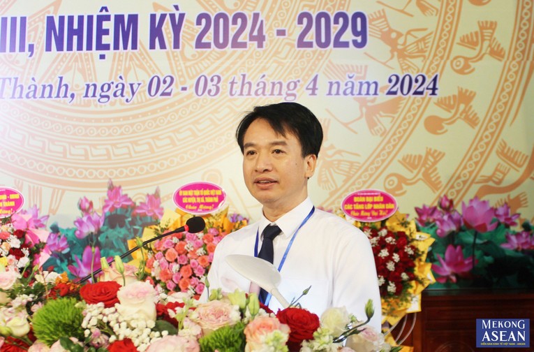 &Ocirc;ng Nguyễn Đức Tuấn, Ủy vi&ecirc;n Ban Thường vụ Tỉnh ủy, Chủ tịch Ủy ban MTTQ tỉnh Hải Dương ph&aacute;t biểu tại đại hội.