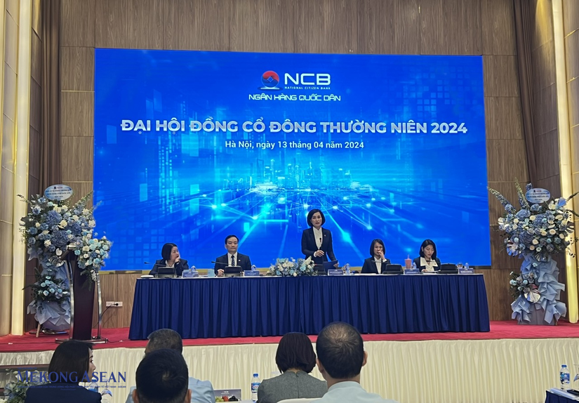 Chủ tịch NCB B&ugrave;i Thị Thanh Hương ph&aacute;t biểu tại đại hội. Ảnh: Minh Phong - 555win Login