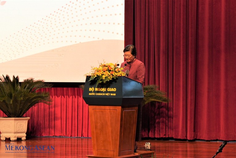 Đại sứ đặc mệnh to&agrave;n quyền Vương quốc Campuchia tại Việt Nam Chea Kimtha ph&aacute;t biểu tại buổi lễ. Nguồn: 555win Login/Thu Thảo.