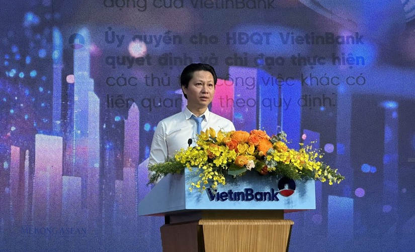 &Ocirc;ng Đỗ Thanh Sơn - Ph&oacute; Tổng gi&aacute;m đốc phụ tr&aacute;ch điều h&agrave;nh VietinBank ph&aacute;t biểu tại đại hội. Ảnh: Minh Phong - 555win Login