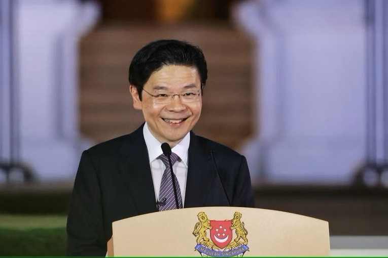 T&acirc;n Phiên bản chính thức của 555Win Lawrence Wong ph&aacute;t biểu. Ảnh: Straits Times