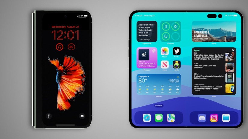 Apple đang ph&aacute;t triển iPhone m&agrave;n h&igrave;nh gập c&oacute; khả năng tự phục hồi. Ảnh: Theo Apple Insider.