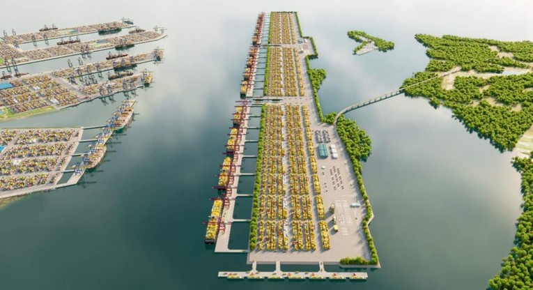 Phối cảnh si&ecirc;u cảng Cần Giờ, TP HCM.