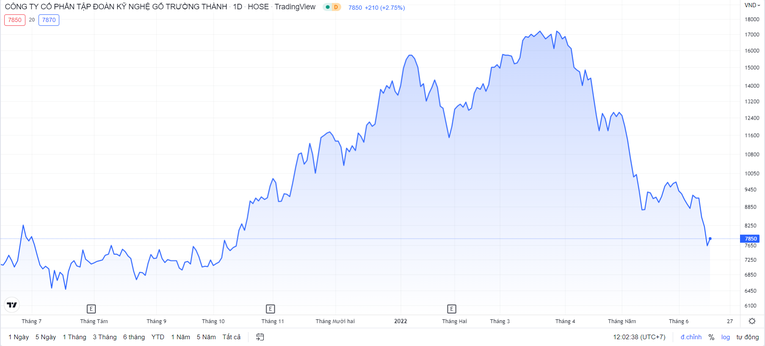 Cổ phiếu TTF lao dốc sau khi c&ocirc;ng ty c&ocirc;ng bố b&aacute;o c&aacute;o kiểm to&aacute;n. TradingView