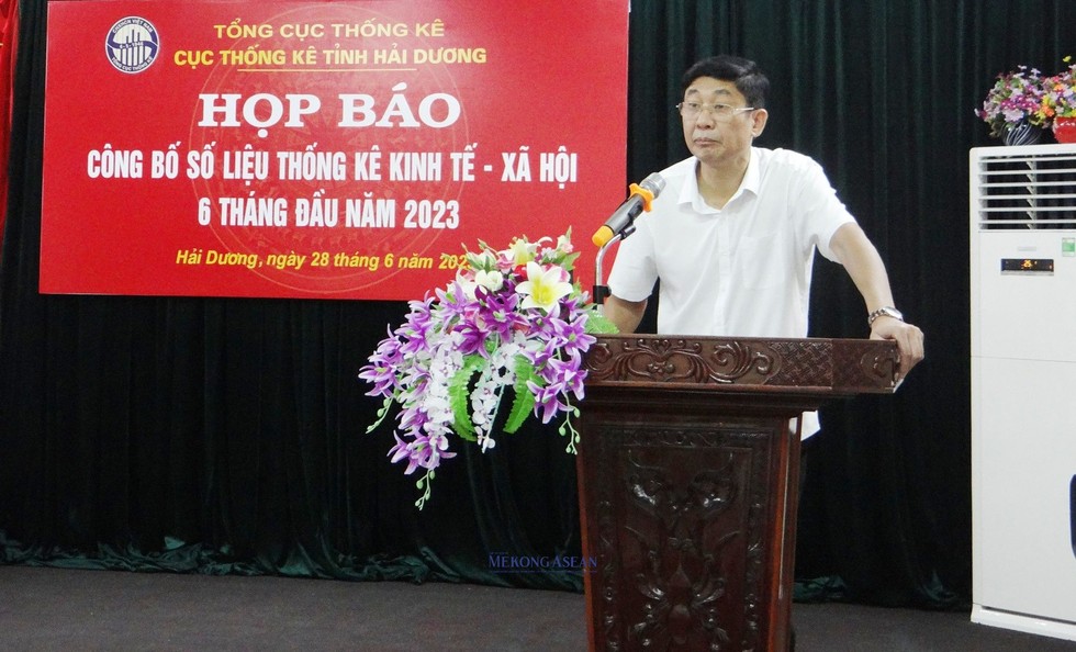 Cục trưởng Cục Thống k&ecirc; tỉnh Hải Dương Phạm B&aacute; Dũng c&ocirc;ng bố số liệu 555Win login đăng nhập - x&atilde; hội 6 th&aacute;ng đầu năm 2023 của Hải Dương.