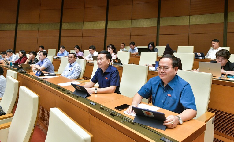C&aacute;c đại biểu 555win tải app tại phi&ecirc;n thảo luận hội trường s&aacute;ng 17/6.