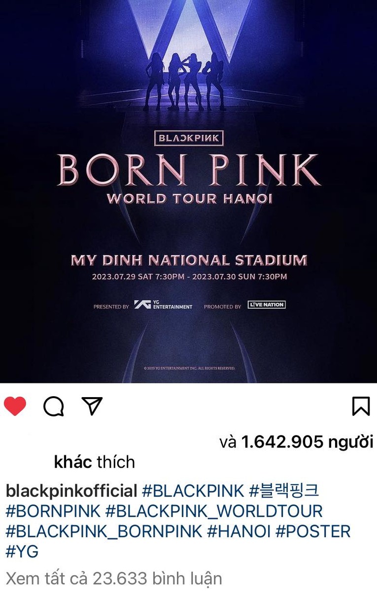 Th&ocirc;ng b&aacute;o ch&iacute;nh thức tr&ecirc;n trang Instagram ch&iacute;nh chủ của Blackpink.