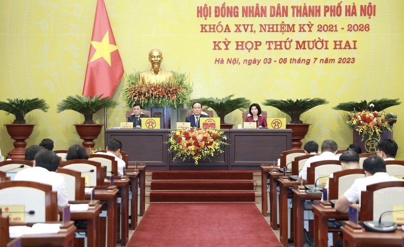Kỳ họp thứ 12, HĐND th&agrave;nh phố H&agrave; Nội. Ảnh: VGP