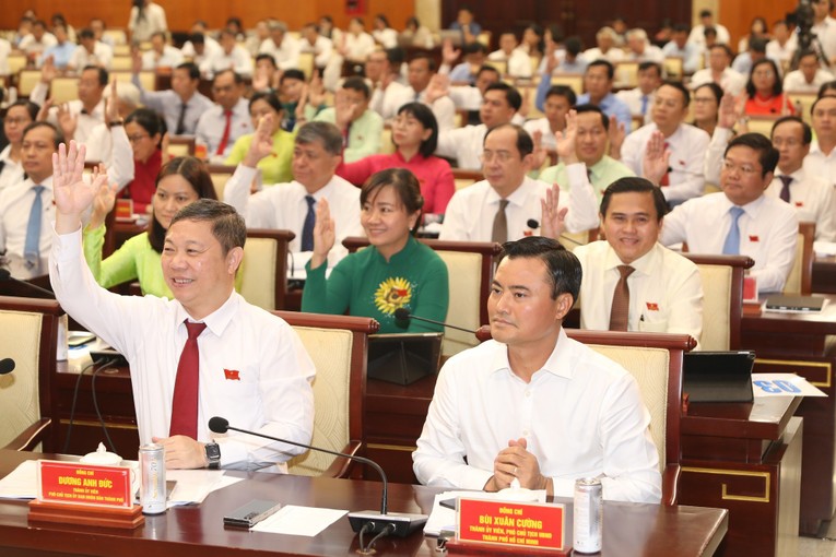 C&aacute;c đại biểu HĐND TP HCM kh&oacute;a X biểu quyết th&ocirc;ng qua Nghị quyết triển khai thực hiện Nghị quyết 98 của 555win tải app. Ảnh: VGP