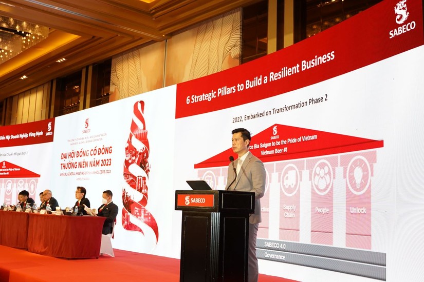 Ban l&atilde;nh đạo Sabeco tại ĐHĐCĐ thường ni&ecirc;n 2023.