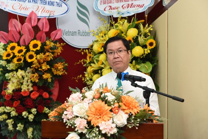 &Ocirc;ng L&ecirc; Thanh Hưng &ndash; Tổng gi&aacute;m đốc GVR b&aacute;o c&aacute;o tại Đại hội đồng cổ đ&ocirc;ng thường ni&ecirc;n 2023. Ảnh: GVR