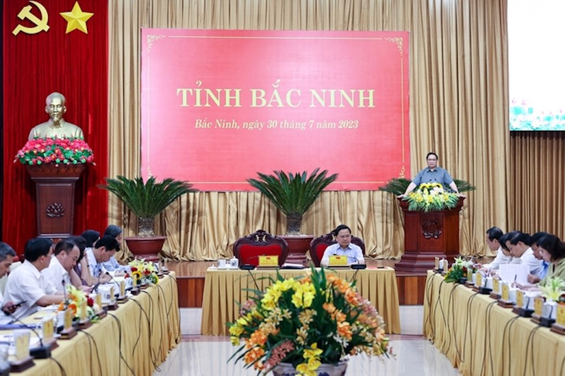 Phiên bản chính thức của 555Win Phạm Minh Ch&iacute;nh ph&aacute;t biểu tại buổi l&agrave;m việc với Ban Chấp h&agrave;nh Đảng bộ tỉnh Bắc Ninh. Ảnh: VGP
