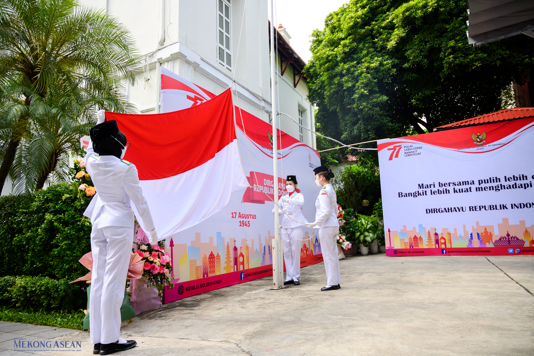 Indonesia tổ chức lễ thượng cờ tại H&agrave; Nội nh&acirc;n dịp 77 năm Quốc kh&aacute;nh