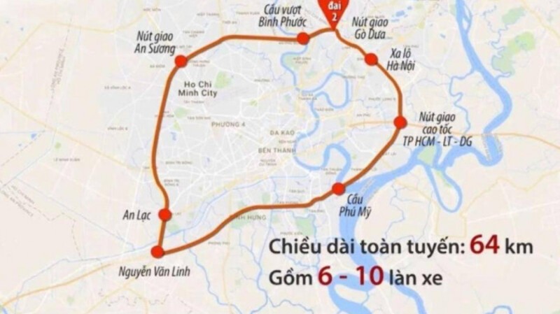 Quy hoạch tuyến v&agrave;nh đai 2 TP HCM. Ảnh: B&aacute;o Giao th&ocirc;ng
