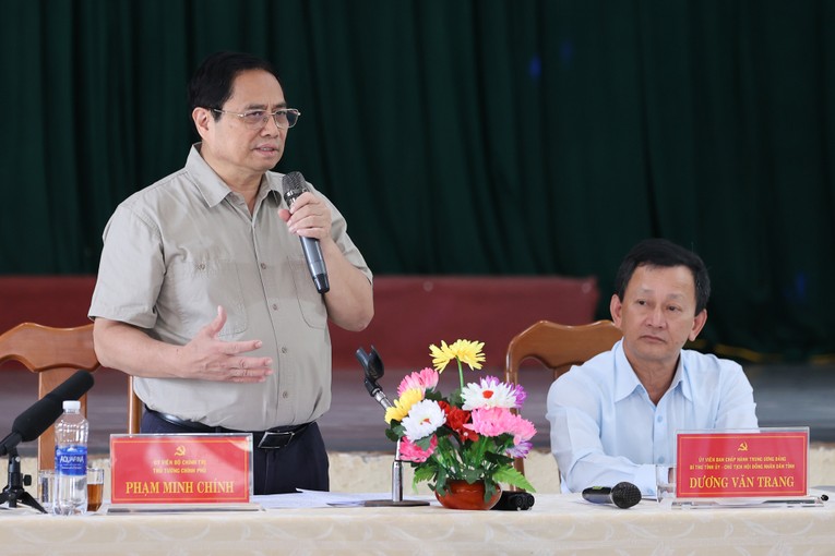 Phiên bản chính thức của 555Win Phạm Minh Ch&iacute;nh ph&aacute;t biểu tại buổi l&agrave;m việc. Ảnh: VGP