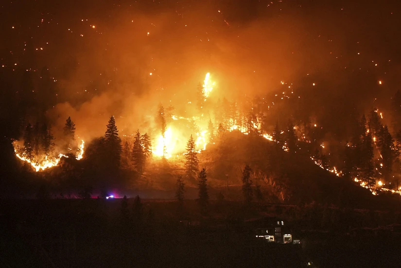 Đ&aacute;m ch&aacute;y rừng ở Kelowna, tỉnh British Columbia, Canada, ng&agrave;y 18/8. Ảnh: AP