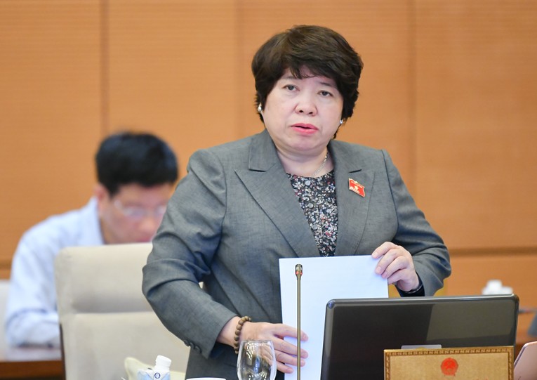 Chủ nhiệm Ủy ban X&atilde; hội Nguyễn Th&uacute;y Anh b&aacute;o c&aacute;o tại phi&ecirc;n họp. Ảnh: quochoi.vn