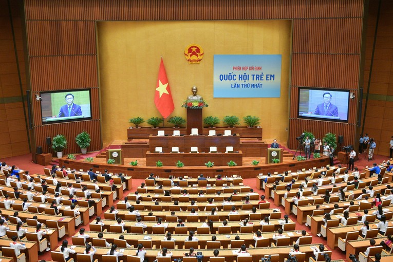 Phi&ecirc;n họp c&oacute; sự tham dự của 263 đại biểu thiếu nhi ti&ecirc;u biểu. Ảnh: quochoi.vn