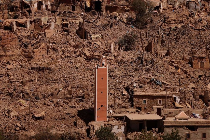 Quang cảnh sau động đất tại Adassil, Morocco ng&agrave;y 11/9. Ảnh: Reuters