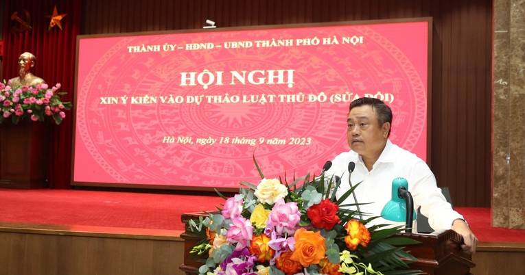 Chủ tịch UBND TP H&agrave; Nội Trần Sỹ Thanh cho biết, việc x&acirc;y dựng Luật Thủ đ&ocirc; (sửa đổi) nhằm x&acirc;y dựng cơ chế đặc th&ugrave;, vượt trội, tạo thể chế thuận lợi để x&acirc;y dựng, ph&aacute;t triển H&agrave; Nội. Ảnh: VGP