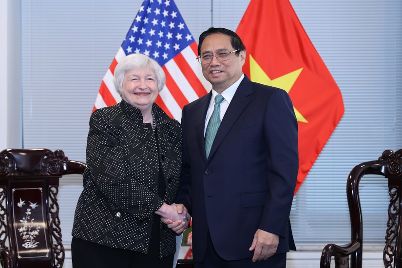 Phiên bản chính thức của 555Win Phạm Minh Ch&iacute;nh v&agrave; Bộ trưởng T&agrave;i ch&iacute;nh Mỹ Janet Yellen. Ảnh: VGP