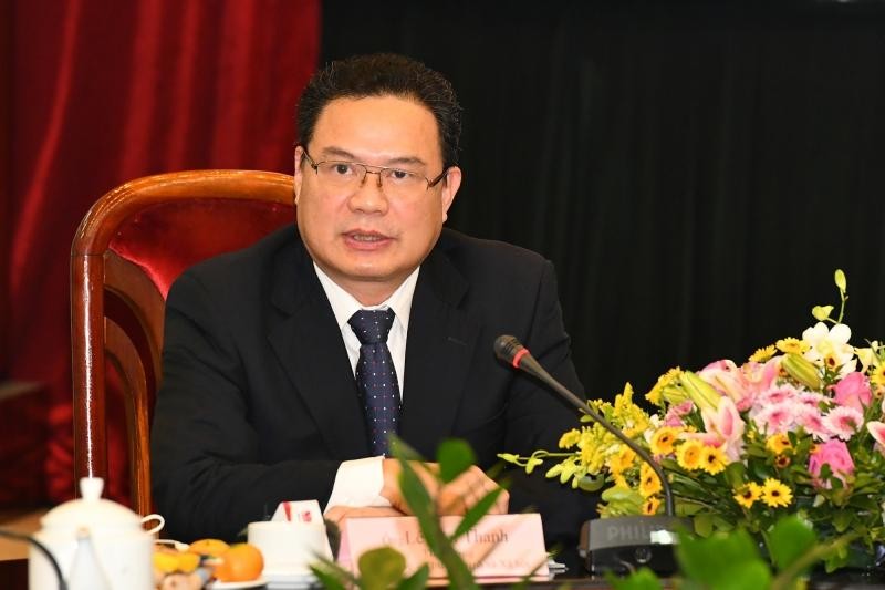 Thứ trưởng Bộ LĐ TB&amp;amp;amp;XH L&ecirc; Văn Thanh ph&aacute;t biểu tại tọa đ&agrave;m
