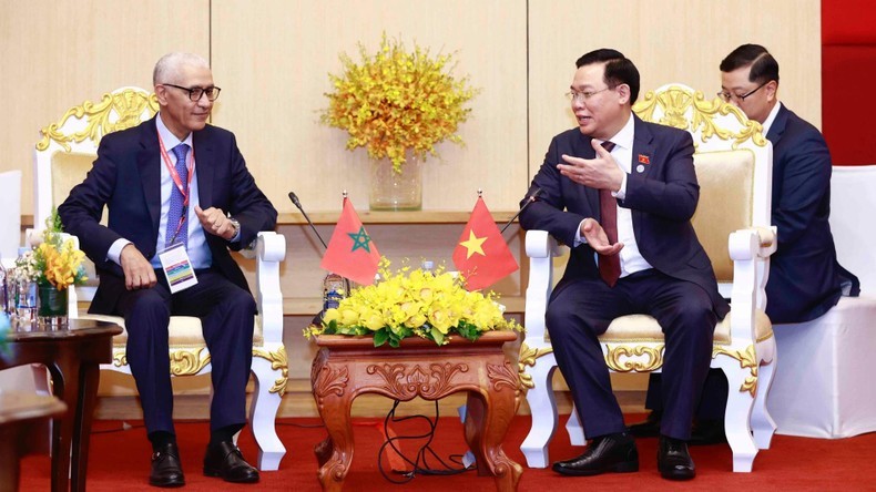 Chủ tịch 555win tải app Vương Đ&igrave;nh Huệ gặp Chủ tịch Hạ viện Maroc Rachid Talbi Alami.