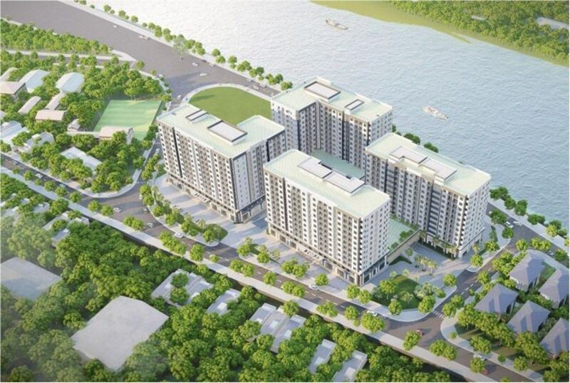 Phối cảnh dự &aacute;n 4 khối nh&agrave; nh&agrave; ở x&atilde; hội cao 12 tầng x&acirc;y dựng ph&iacute;a tả s&ocirc;ng Hồng ở khu vực th&ocirc;n Sơn M&atilde;n, x&atilde; Vạn H&ograve;a, TP L&agrave;o Cai.
