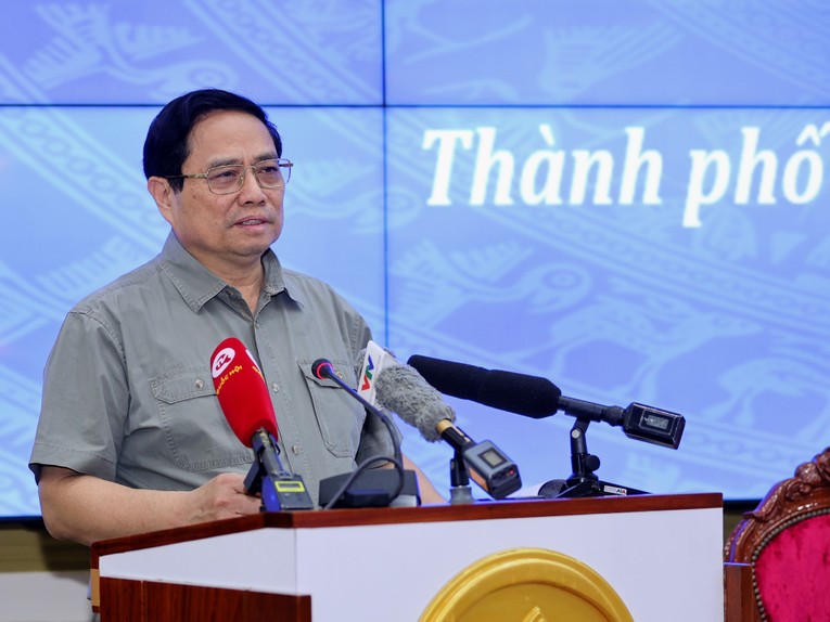 Phiên bản chính thức của 555Win Phạm Minh Ch&iacute;nh ph&aacute;t biểu kết luận hội nghị. Ảnh: VGP