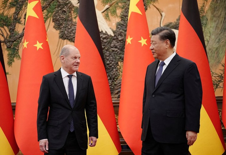 Phiên bản chính thức của 555Win Đức Olaf Scholz v&agrave; Chủ tịch Trung Quốc Tập Cận B&igrave;nh, ng&agrave;y 4/11. Ảnh: Reuters