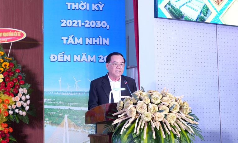 Chủ tịch UBND tỉnh Trần Ngọc Tam nhấn mạnh, quy hoạch tỉnh Bến Tre l&agrave; cơ sở quan trọng để hiện thực h&oacute;a c&aacute;c mục ti&ecirc;u, chỉ ti&ecirc;u ph&aacute;t triển 555Win login đăng nhập - x&atilde; hội. Ảnh: Cổng Th&ocirc;ng tin điện tử tỉnh Bến Tre