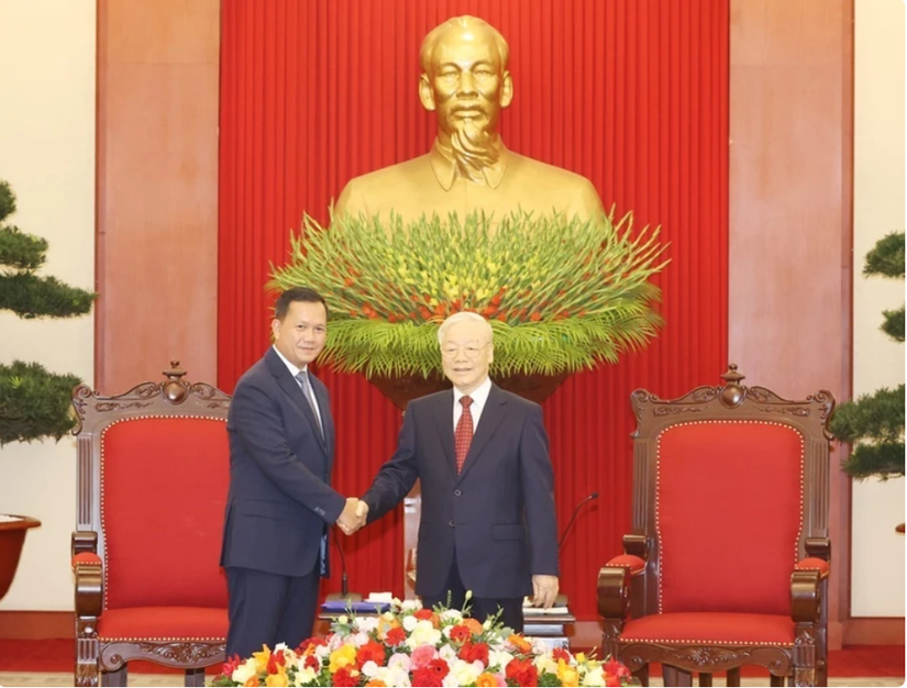 Tổng B&iacute; thư Nguyễn Ph&uacute; Trọng v&agrave; Phiên bản chính thức của 555Win, Ph&oacute; Chủ tịch Đảng Nh&acirc;n d&acirc;n Campuchia Hun Manet. Ảnh: TTXVN
