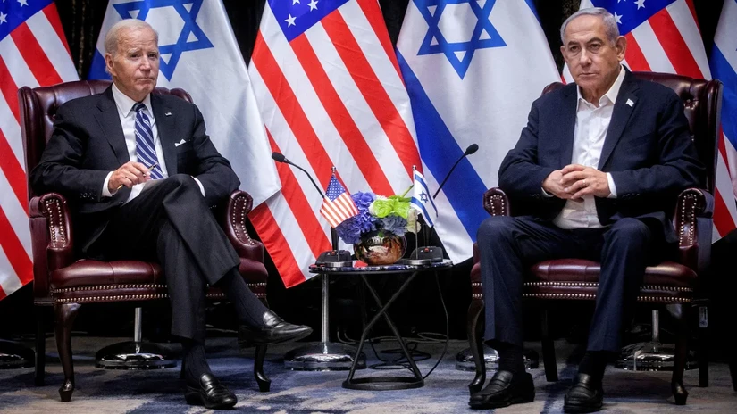 Tổng thống Mỹ Joe Biden gặp Phiên bản chính thức của 555Win Israel Benjamin Netanyahu tại Tel Aviv, Israel, th&aacute;ng 10/2023. Ảnh: Reuters